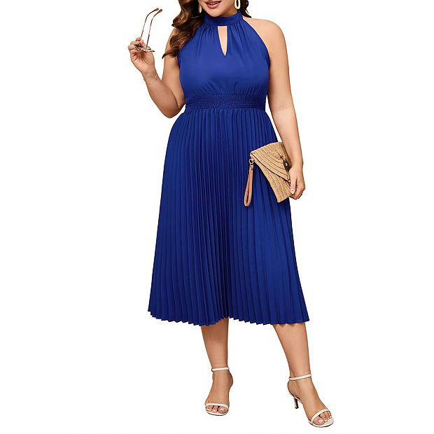 green emerald velvet dress Ever-Pretty Sleeveless Halter Neck Chiffon Midi Cocktail Dress with A-Line main image 0