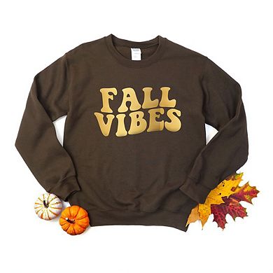 Fall Vibes Retro Raised Print Sweatshirt