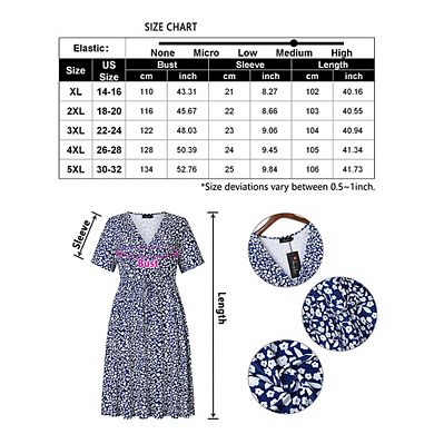 Women's Plus Size Floral V-neck Dress Knee Length Mini Dresses