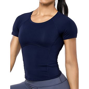 Workout Crop Tops For Women Short Sleeve Workout Shirts For Running Gym Yoga Athletic Exercise