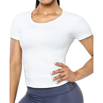 Workout Crop Tops For Women Short Sleeve Workout Shirts For Running Gym Yoga Athletic Exercise