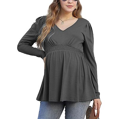 Comfy Maternity Top With Ruffle Sleeves – Soft & Stretchy Pregnancy Shirt For Everyday Wear