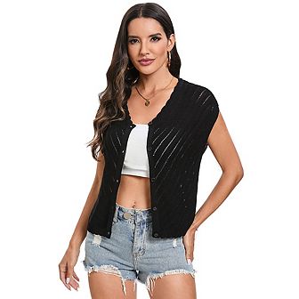 Women's V-neck Sleeveless Knit Sweater Vest Casual Solid Tank Top