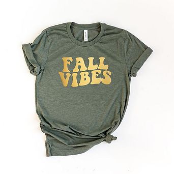 Fall Vibes Retro Raised Print Short Sleeve Graphic Tee