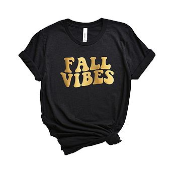 Fall Vibes Retro Raised Print Short Sleeve Graphic Tee