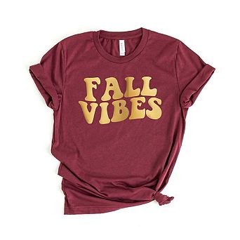 Fall Vibes Retro Raised Print Short Sleeve Graphic Tee