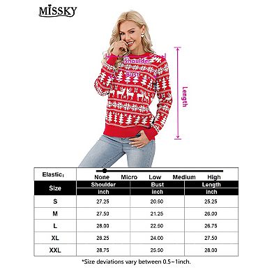 Family Christmas Sweater Reindeer Snowflake Pattern Crew Neck Holiday Pullover Knitwear