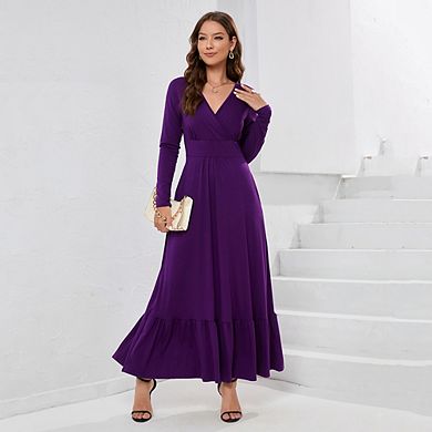 Womens Summer Sleeveless Deep V Neck Dress Ruffles Long Maxi Casual Dresses For Women With Pockets