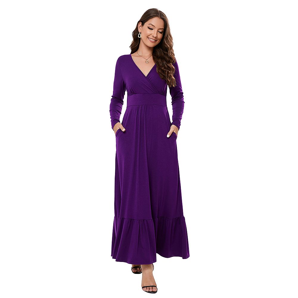 empire maxi dress Plus Size Raffi Empire Waist Pocket Maxi Dress – L I V D