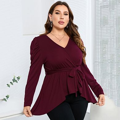 Plus Size Tops Women T Shirts Casual Square Neck Empire Waist Tunic Tops