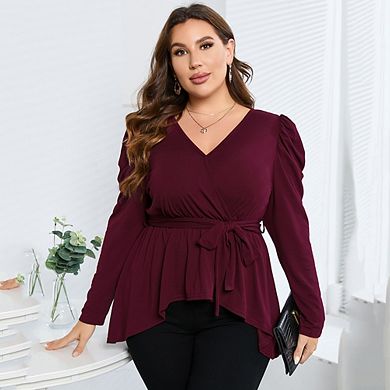 Plus Size Tops Women T Shirts Casual Square Neck Empire Waist Tunic Tops