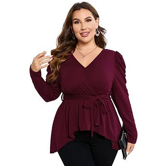 Plus Size Tops Women T Shirts Casual Square Neck Empire Waist Tunic Tops