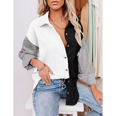 Womens Button Down Shirts Dressy Casual Work Shirt Long Sleeve Oversized Tops