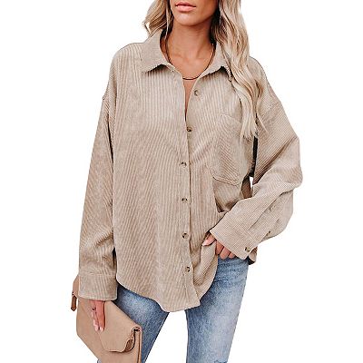 Womens Button Down Shirts Dressy Casual Work Shirt Long Sleeve