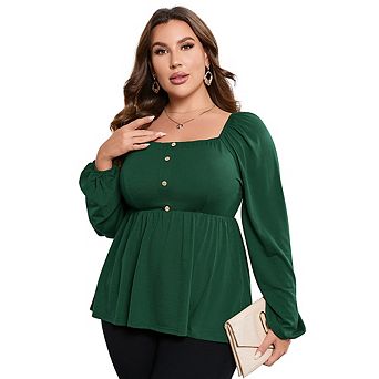 Plus Size Tops Women's T Shirts Babydoll Blouse