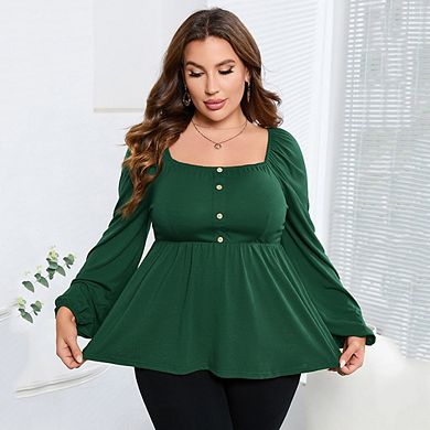 Plus Size Tops Women's T Shirts Babydoll Blouse