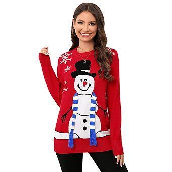 Ugly Christmas Sweater For Women Funny Xmas Snowflake Snowman Sweaters