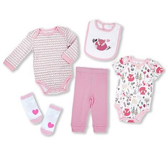 Baby Girls 5 pc Fox Layette