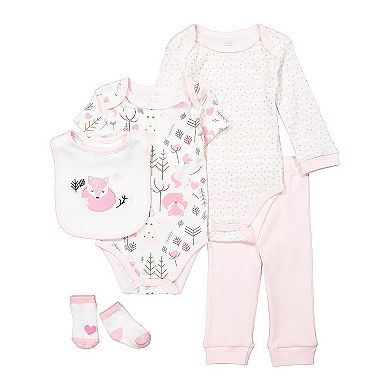 Baby Girls 5 Piece Fox Layette