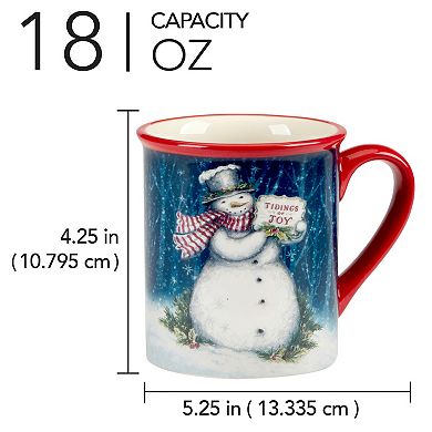 Certified International Snowman's Greeting 4 Mugs Set