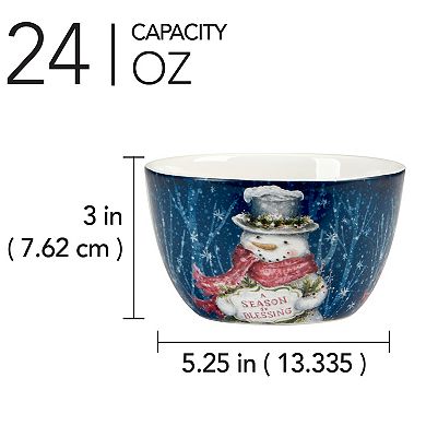 Certified International Snowman Greetings 4 Ice Cream Bowls Set