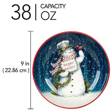 Certified International Snowman Greetings Soup/Pasta Bowls