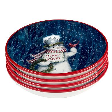 Certified International Snowman Greetings Soup/Pasta Bowls