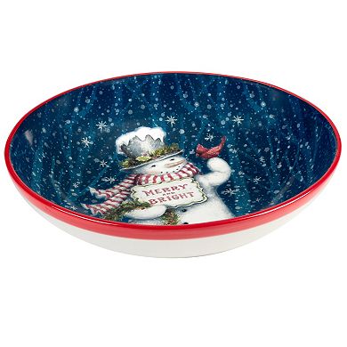Certified International Snowman Greetings Serving/Pasta Bowl