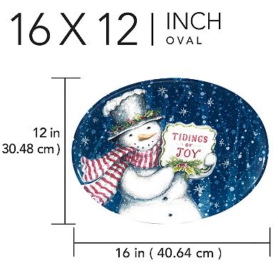 Certified International Snowman Greetings Oval Platter