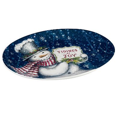 Certified International Snowman Greetings Oval Platter