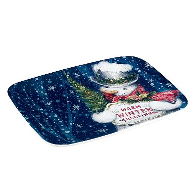 Certified International Snowmans Greeting Rectangular Platter