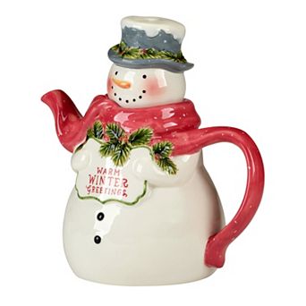 Certified International Snowmans Greeting 3D Teapot