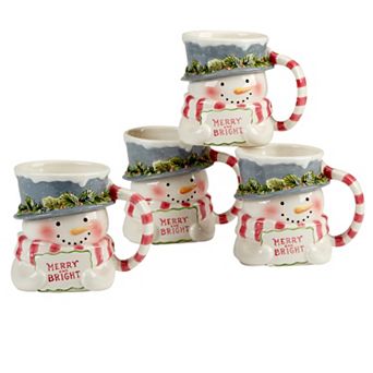 Certified International Snowman Greetings 4 pc Mug Set
