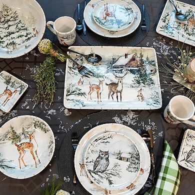 Certified International Winter's Frost Woodland Animals Rectangular Platter