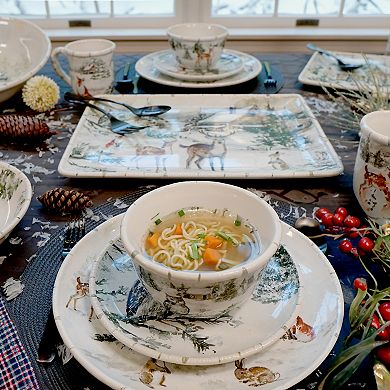 Certified International Winter's Frost Woodland Animals Rectangular Platter