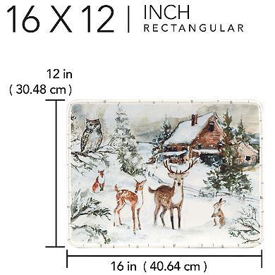 Certified International Winter's Frost Woodland Animals Rectangular Platter