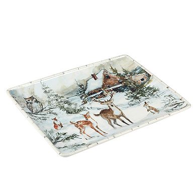Certified International Winter's Frost Woodland Animals Rectangular Platter