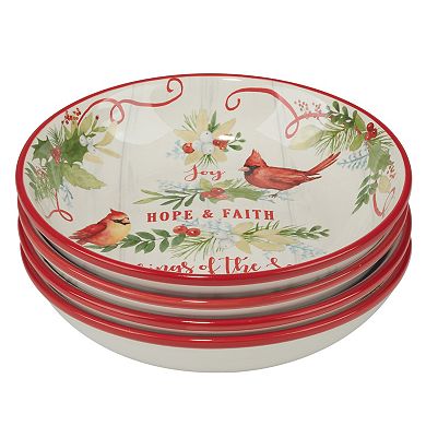 Certified International Winter Greens 4 Soup Bowls Set