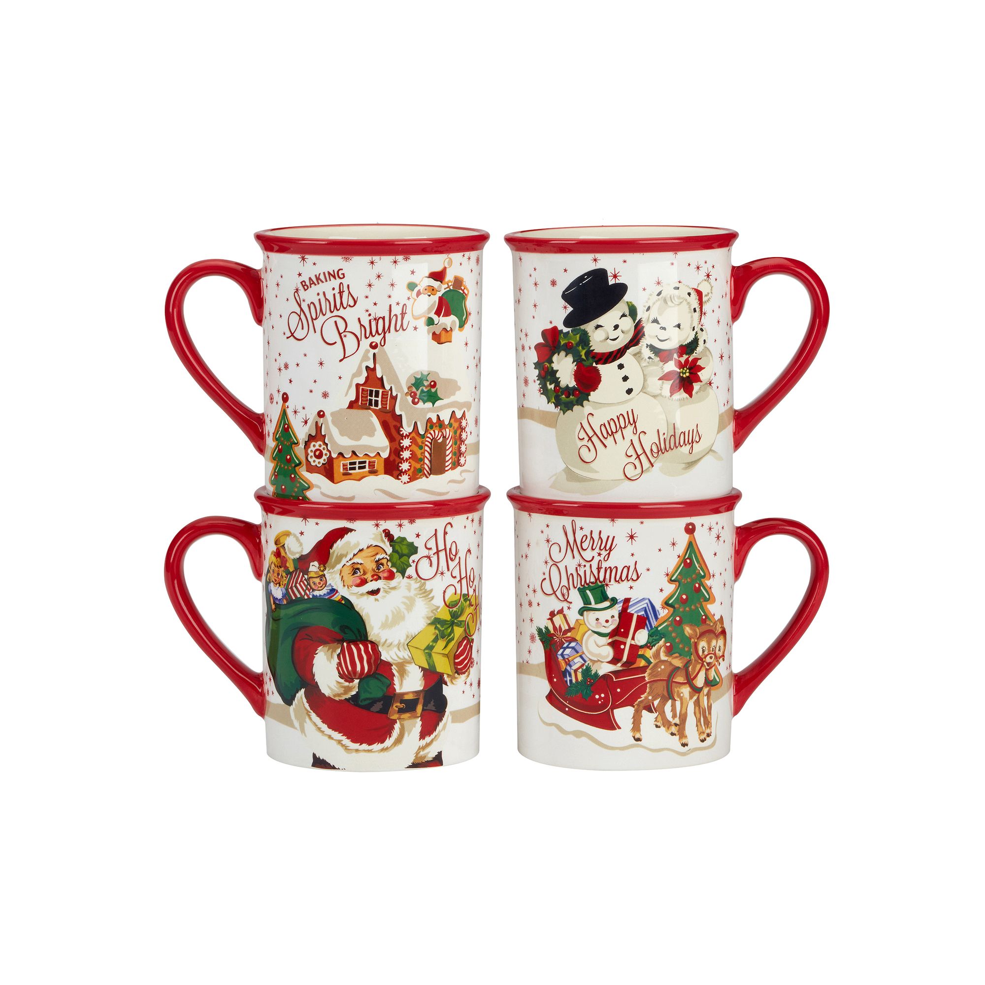 Certified International Santas Retro 4 Mugs Set, Multi