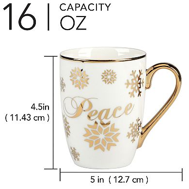 Certified International Christmas Glitter Gold 4 Mugs Set