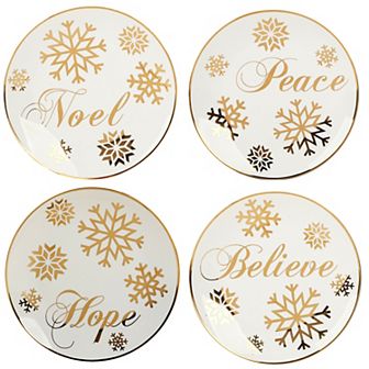 Certified International Christmas Glitter Gold 4 Salad Plates Set
