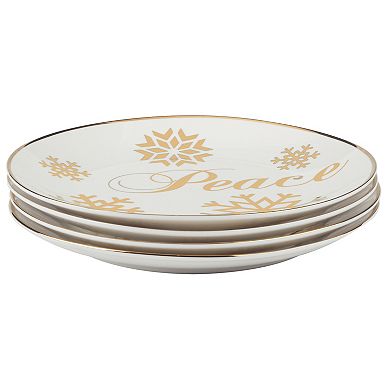 Certified International Christmas Glitter Gold 4 Salad Plates Set