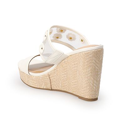 LC Lauren Conrad Sheridyn Flower Mesh Women's Wedge Sandals