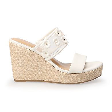 LC Lauren Conrad Sheridyn Flower Mesh Women's Wedge Sandals