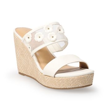 LC Lauren Conrad Sheridyn Flower Mesh Women's Wedge Sandals