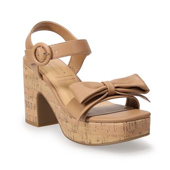 LC Lauren Conrad Aliana Bow Cork Heel Women's Sandals