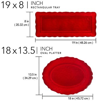 Certified International Red Melamine Crackle 2-pc. Platter Set