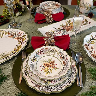 Certified International Winters Forest 12-Pc. Melamine Dinnerware set