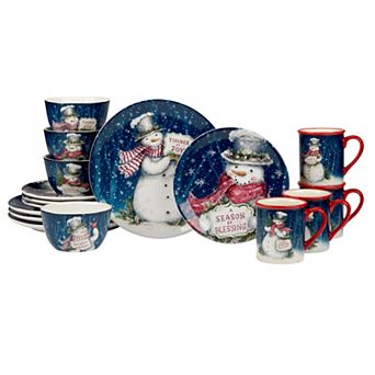 Certified International Snowman Greetings 16 pc Dinnerware Set