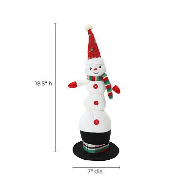 LuxenHome Animated Singing 18.5" Tall Snowman Holiday Decoration, Battery Operated